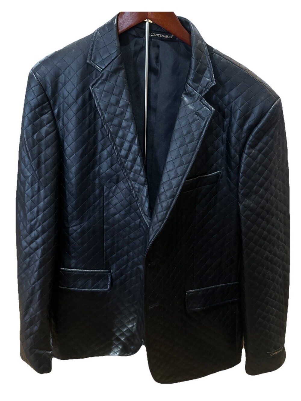 Centenario Black Quilted Diamond Blazer Jacket Size XL Black Western Formal Coat